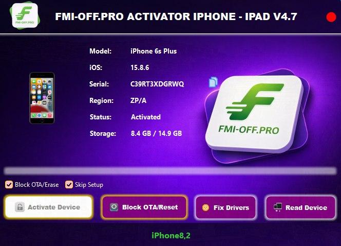 FMI-OFF.PRO A12+ – Bypass iCloud for All iPhone & iPad Models (iOS15 - iOS26.1) Without Signal